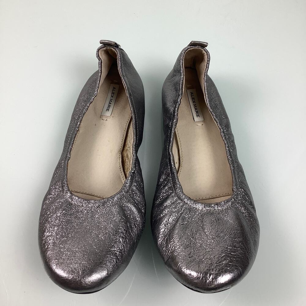 Alex Marie silver leather round toe ballerina flats size 7.5M EUC - Picture 3 of 11